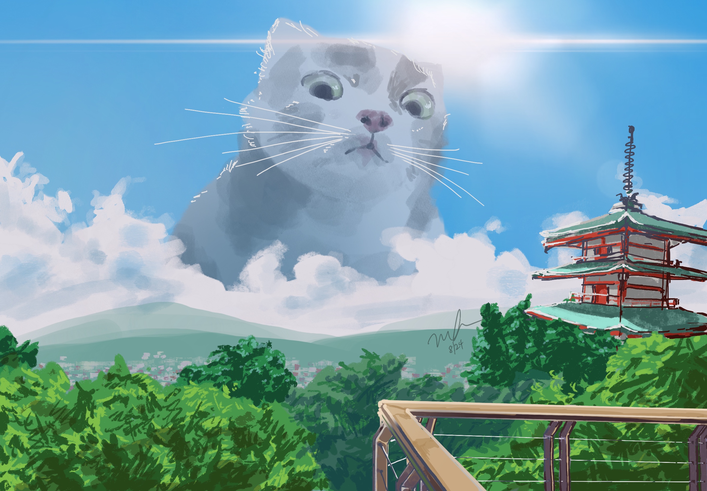Nekofuji — cat over Mount Fuji
